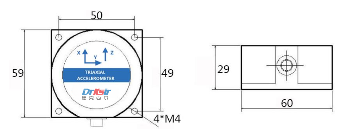 德克西尔电压型三维电子罗盘尺寸图